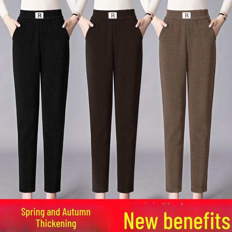 Corduroy & Velvet Thickened Harem Pants - Large Size, Autumn/Winter Casual Women’s Trousers, 2025 European Style