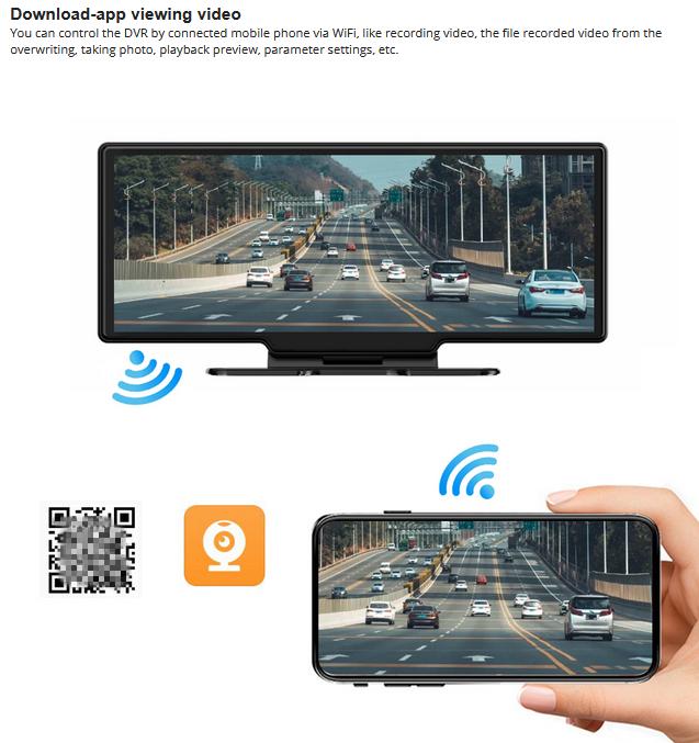10.26" Wireless CarPlay 2.5K+1080P Dual Camera Car DVR