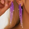 Ladies Light Luxury Gradient Color Long Tassel Shines Crystal Ear Drop
