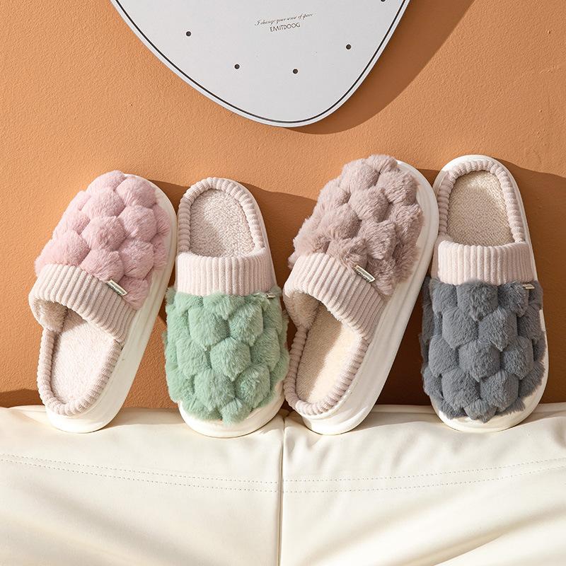Новые осенние и зимние тапочки из хлопка на толстой подошве, женские домашние нескользящие утолщенные парные плюшевые тапочки из хлопка