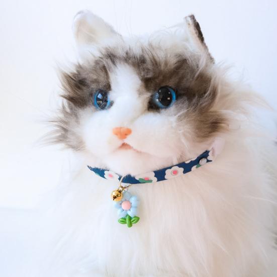 Ошейник для домашних животных, регулируемая пряжка, удобно, легко носить, милый цветочный узор, декоративный колокольчик, цветочное украшение