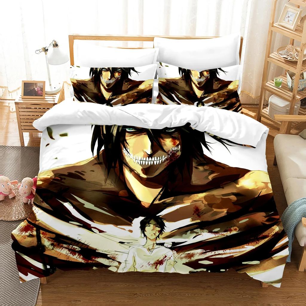 3D Attack On Titan Bedding Set Single Twin Full Queen King Size Attack On Titan Bed Set Children Kid Bedroom Duvet Cover Sets