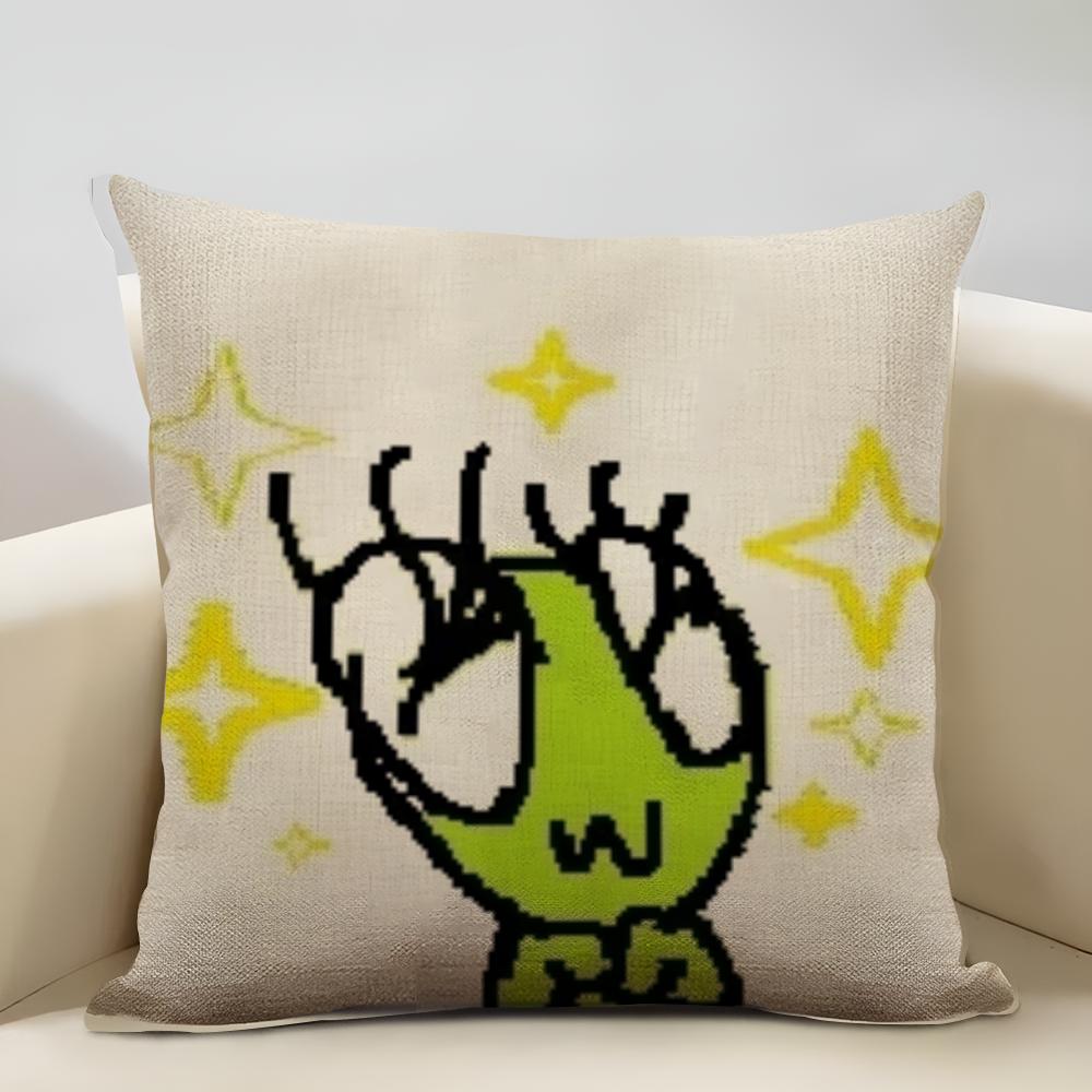 Little aliens flug Cushion Cover Household Decoration Linen Sofa Cushion Cover: Skin-Friendly & Breathable with Invisible Zipper