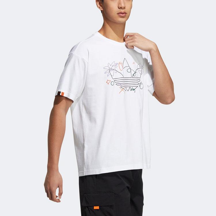 adidas Originals Trefoil SS22 Спортивная футболка с цветным логотипом и топами унисекс Белая HR6459