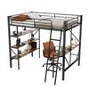 Metal Bed Strong Carrying Capacity with Computer Desk Storage Shelves Ladder Iron Frame Children Bunk Fall Protection Grilles Home Furniture Loft