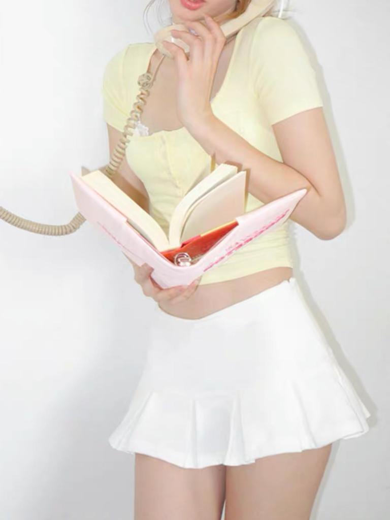 Syvent White Pleated Mini with Inner Box Above the Medium Plus Solid 12F021 Skirt, Length, Pants, Pleats, Knee, Length, Sexy, Cute, Sizes, Color,