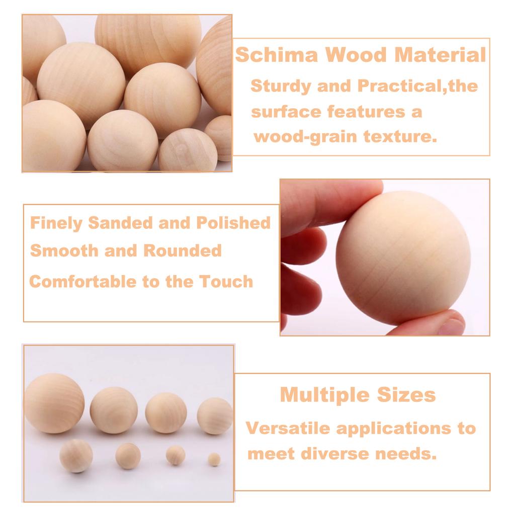 1-50Pcs Wood Ball Dia 6mm-75mm Wooden Primary Color Solids Round Wooden Ball Decoration DIY Home Painted Parts