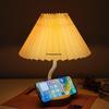 Multifunctional Pleated Bedside Table Lamp with Storage & Remote-Control Night Light