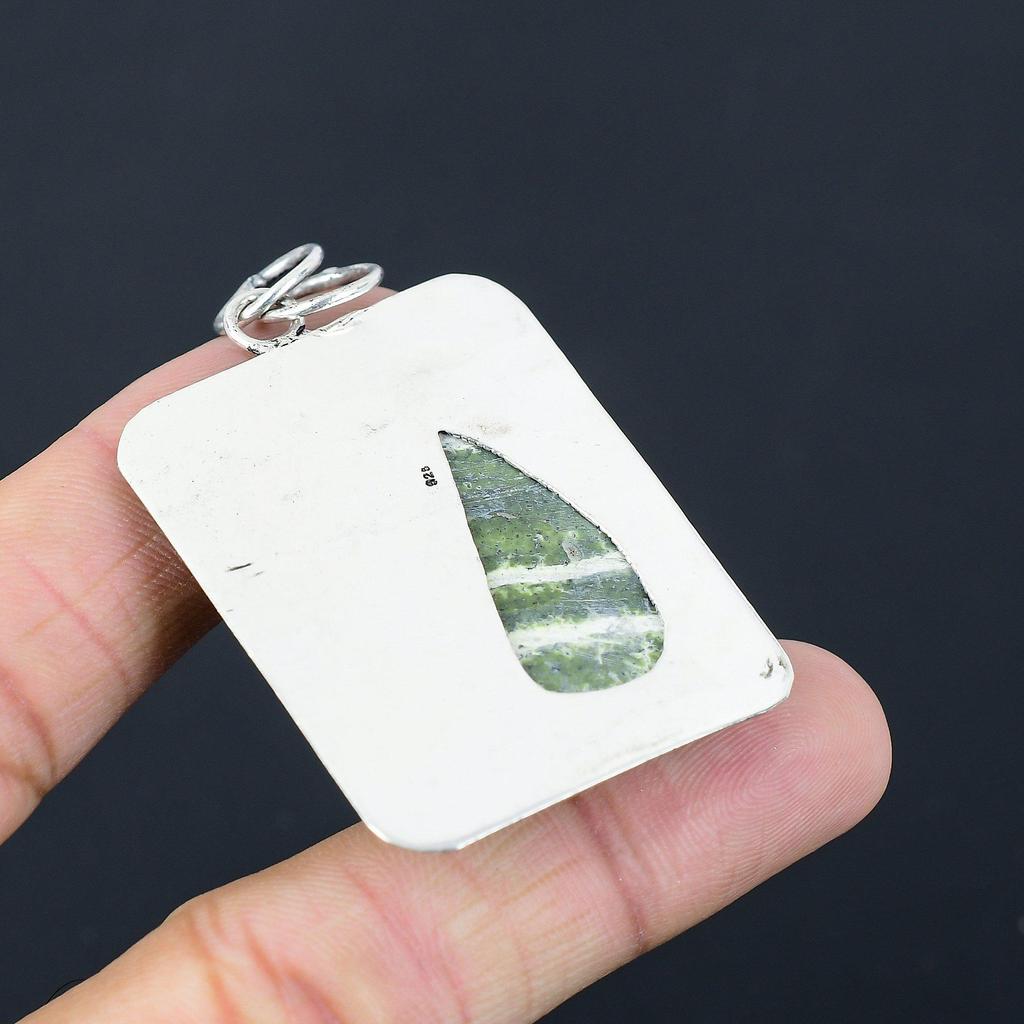 Mothers day Sale 925 Sterling Silver Pear Green Swiss Opal Stone Sister Pendant