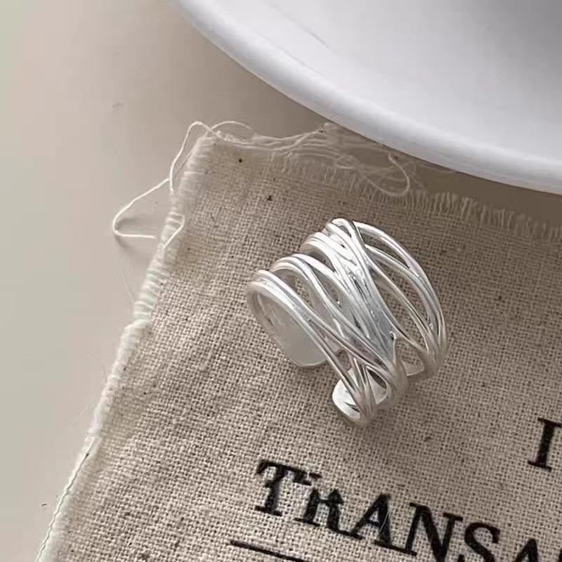 Серебряные кольца 925 пробы, многослойные, открытые, для женщин, модные, минималистичные, с неправильной линией, кольца-кресты, statement-украшения, подарки для вечеринок