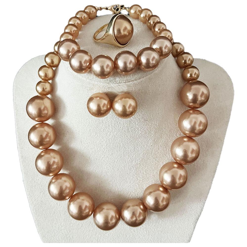 Light Luxury Necklace Bracelet Earring Ring Sets Vintage Style French Pearl Necklace Holiday Gifts