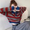 Ленивый короткий свитер с воротником-поло, полосатый пуловер, женский весенне-осенний свободный вязаный свитер в стиле ретро с длинными рукавами, пуловер, женские топы