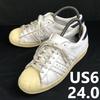 Оригинальные кожаные кроссовки Superstar US6 24 мужские белые трилистник(ИСПОЛЬЗОВАЛ)