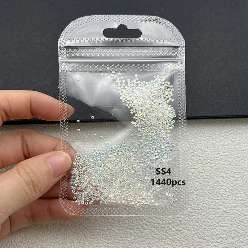 1440Pcs/bag AB/Clear Round Mini Nail Diamond SS3-SS20(1.3-4mm) FlatBack Non-Hotfix Nail Crystal Crystal Clear AB Manicure Glass
