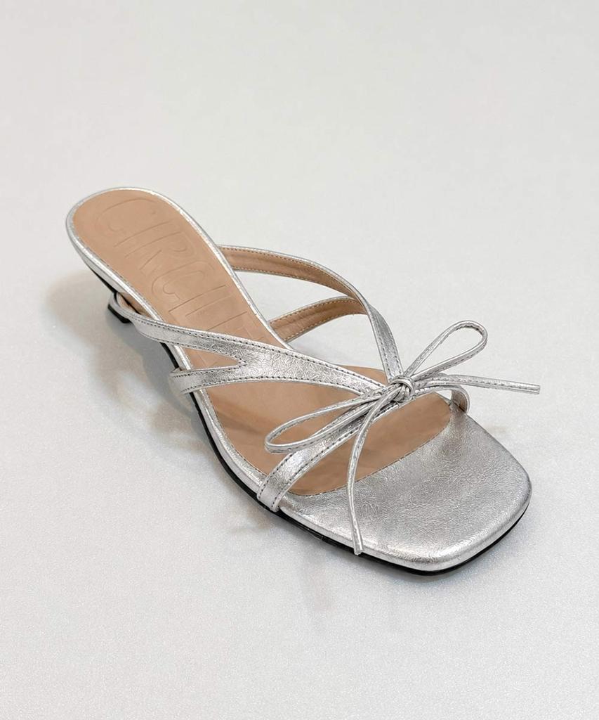 Circle Cross Ribbon Mule Sandals (Silver)