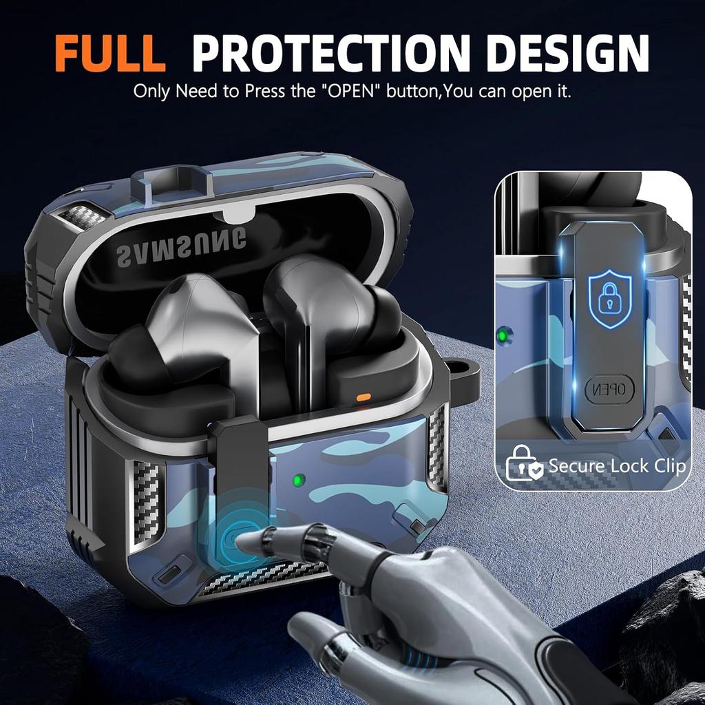 Safety Lock Case for Samsung Galaxy Buds3 FE/3/3 Pro (C-Blue)