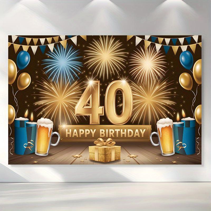 40th Birthday Party Backdrop Polyester Banner Photo Booth Decoration 109