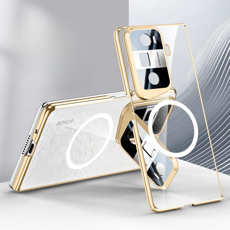 Подходит для Honor Magicvs3 Чехол для мобильного телефона Пленка Интегрированный Простой Всевключающий Противоударный Кронштейн Магнитная Адсорбция Прозрачный Гальванизированный Чехол
