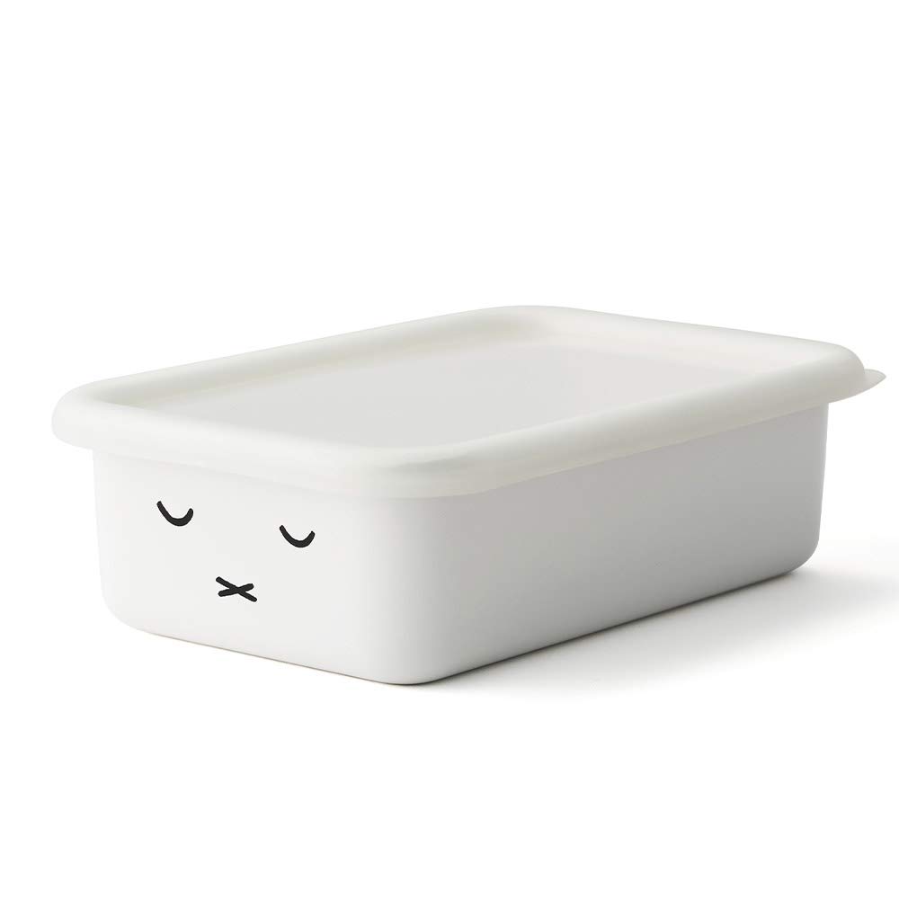 [Fuji Enamel] Shallow Square Container M Miffy Face Series