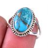 Натуральный голубой медный бирюзовый драгоценный камень кольцо из 925 пробы цельного стерлингового серебра р.7 U0O86