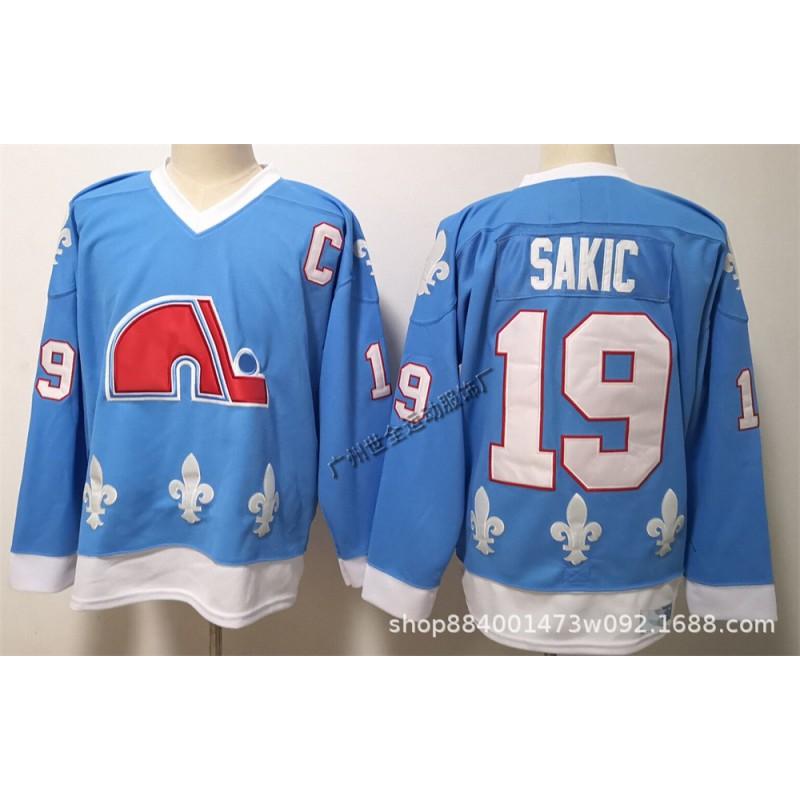 Mens Retro Ice Hockey Jersey Quebec Nordiques 19 Vintage Training Shirt NHL Style Cotton Blend