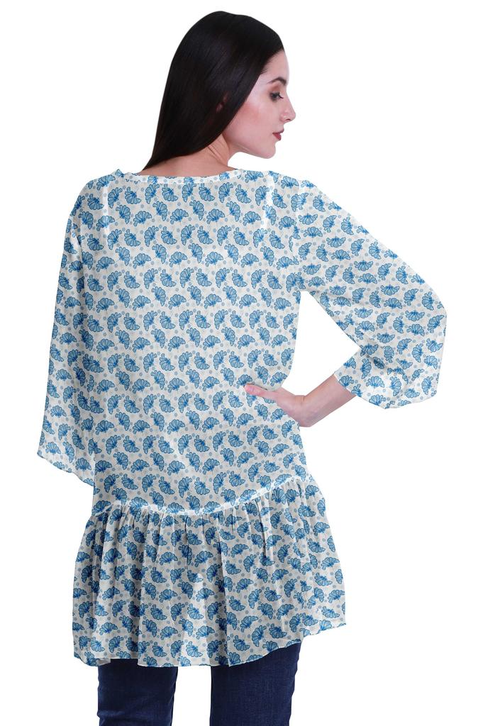 Moomaya Printed Georgette Beach Clothes For Women Short Shrug Cover Up