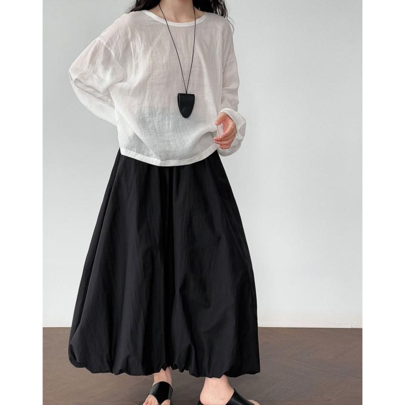 Johnature Korean Bud Women Skirt Simple Summer High-waisted Casual Elastic Versatile Loose Skirts