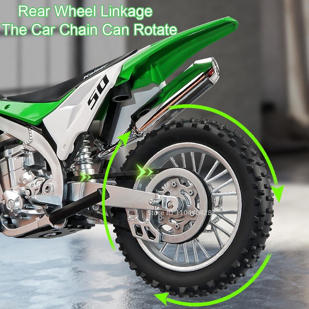 1:12 Модель мотоцикла Kawasaki Kx450 Nijia Zx-6r Игрушка Литой сплав Автомобиль Управление передним колесом Амортизация Декоративный Подарок для мальчика