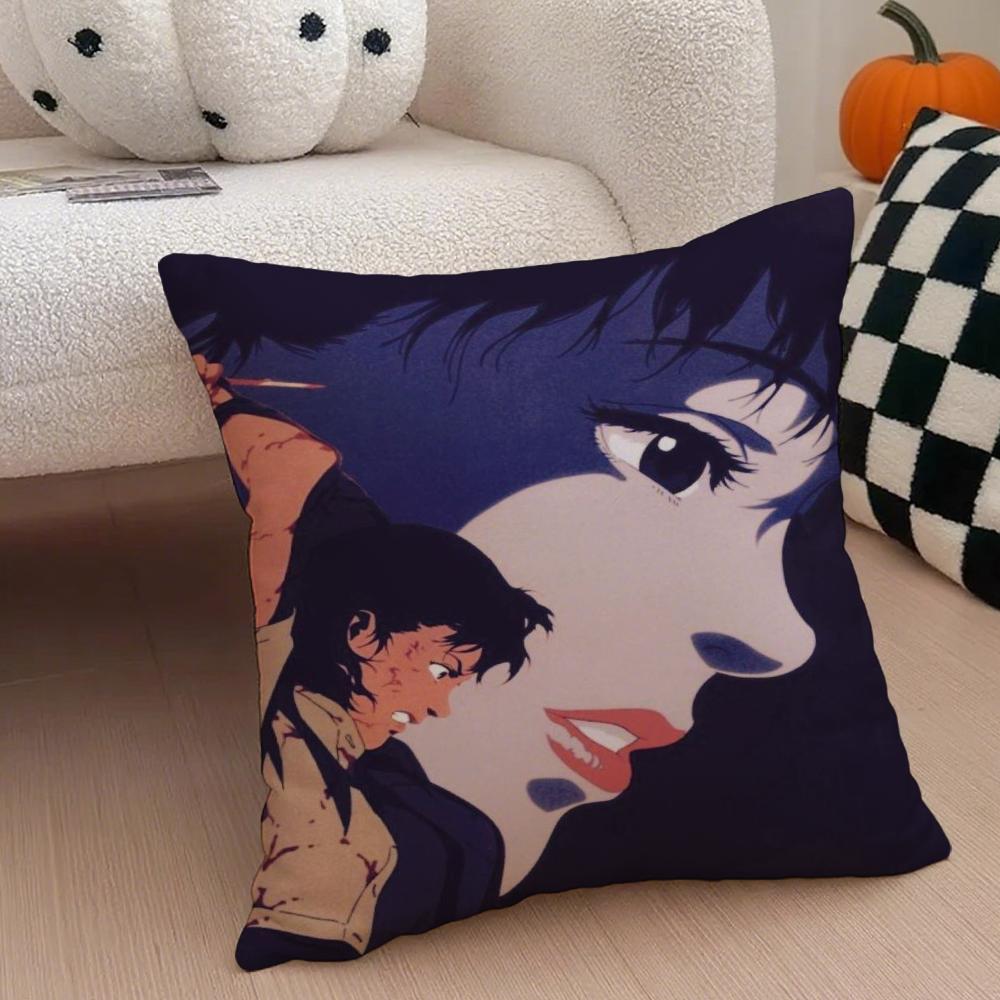 Anime Kon Satoshi PPerfect BBlue Cushion Cover Throw Pillow Cover Hidden Button Durable Polyester Chair Cushion
