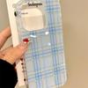 INS Корейский Милый Синий Клетчатый Чехол Для Телефона Для iPhone 16 15 14 13 12 11 Pro Max 16E 7 8 Plus X XR XS Max SE Ударопрочный Задний Чехол