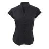 Ladies Continental Blouse Mandarin Collar Cap Sleeve