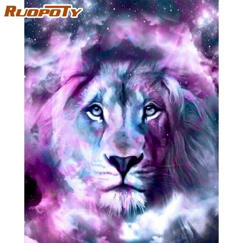RUOPOTY Безрамная картина «сделай сам» по номерам, животные, акриловая настенная картина по номерам, холст, картина для украшения дома, искусство