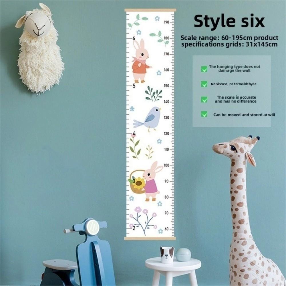 2M Height Child Growth Chart Wall Hanging Catoon Pattern Height Chart Growth Ruler Removable Height Measure Ruler