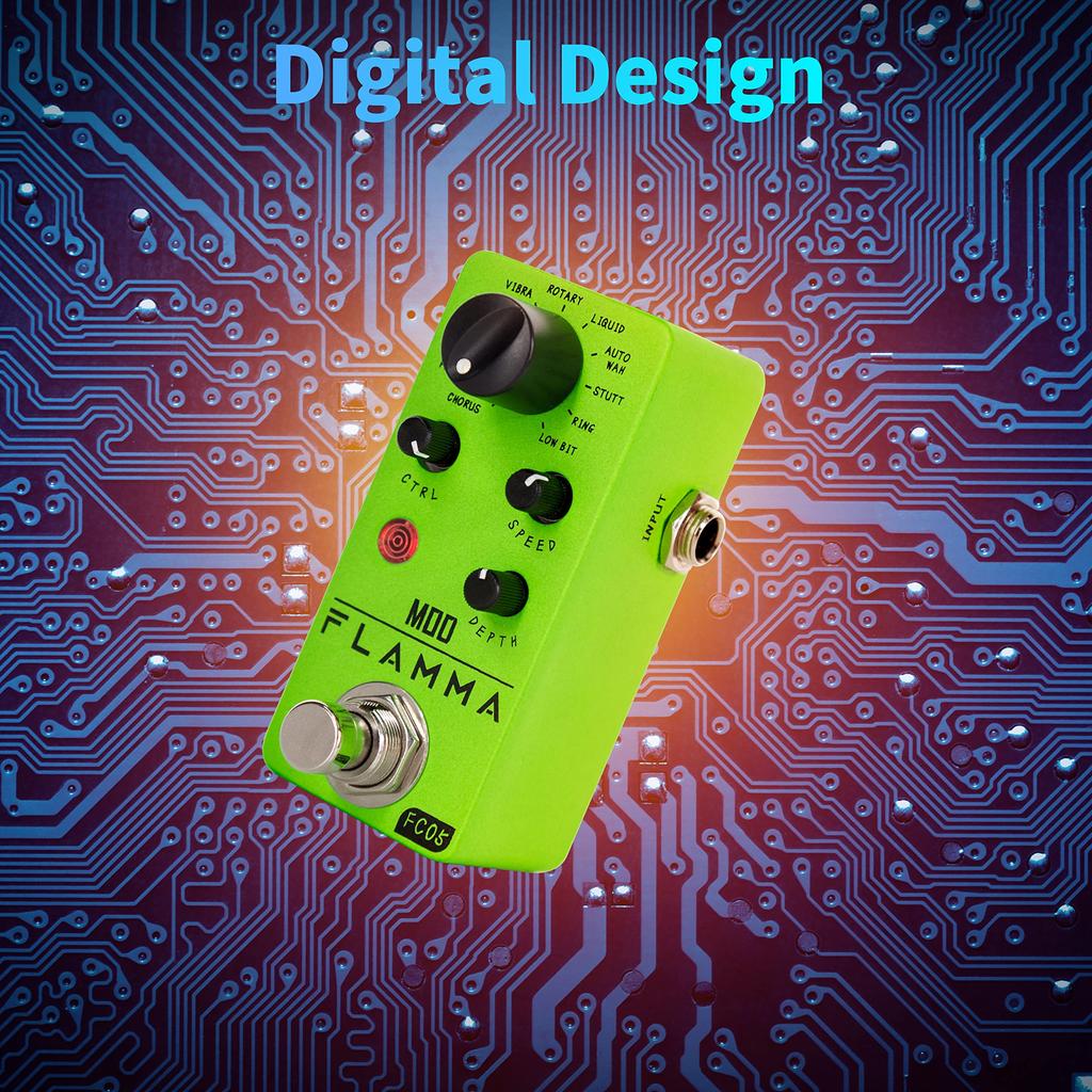 FLAMMA FC05 Mini Modulation Pedal Chorus Flanger Tremolo Phaser Vibrato Rotary Liquid Autowa Stuttering with Low Bit