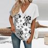Women's Short Sleeve Shirts V Neck Print Tops Casual Tops Basic Tees Blouse Loose Tops