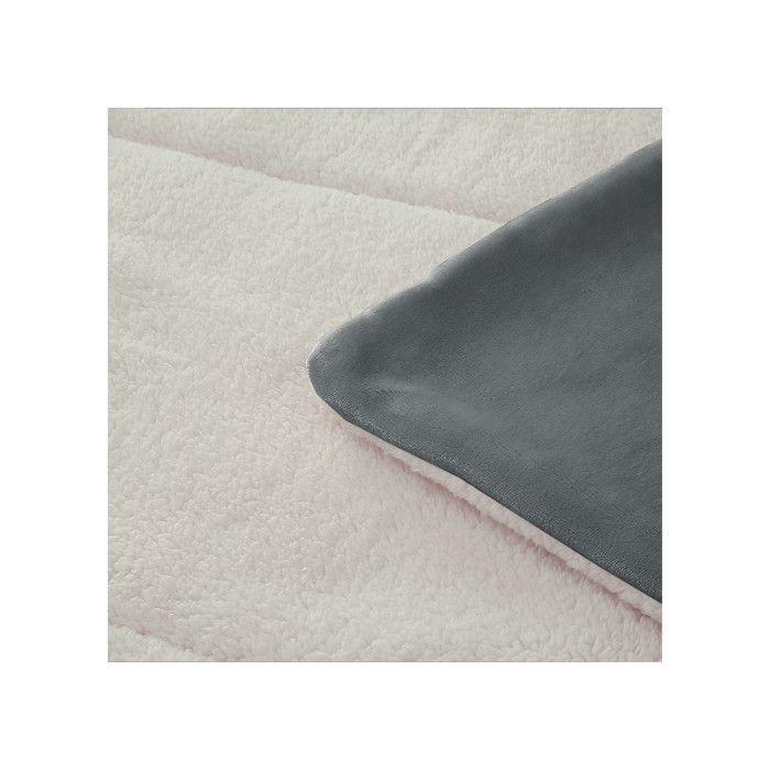 Couette polaire microfibre doublé sherpa 180x260 cm BICOLORE gris, par Soleil d'ocre