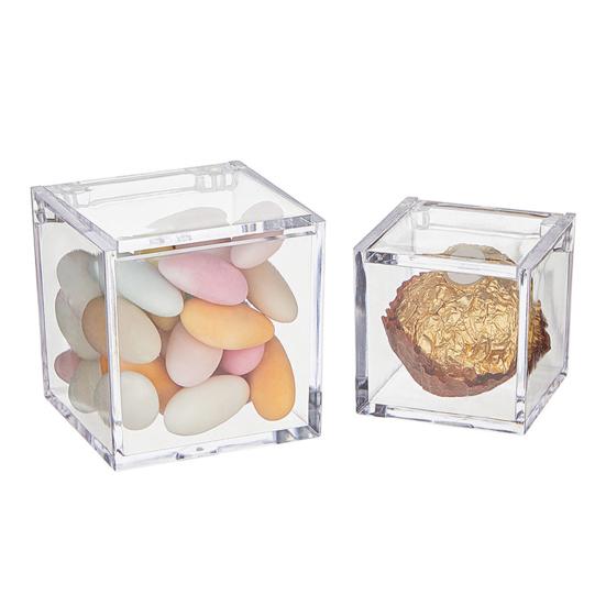 Прозрачные акриловые коробки, маленькие квадратные кубические контейнеры с крышкой, пластиковый органайзер для хранения конфет, таблеток, крошечных ювелирных изделий