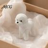 Flexible Teddy Bear Dog Toy 3D Printed Articulated Poodle Figurine, Decor with Realistic Curly Fur, Soft P:rinted Pet Color, Adjustable Multi-Pose