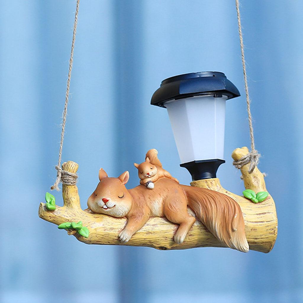 Resin Figurine Garden Pendant Solar Light Lawn Garden Vivid Statues Hanging Lamp