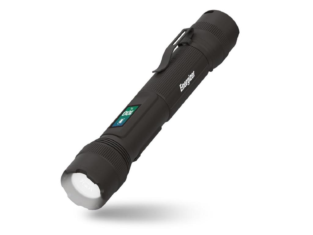 Energizer LED Handheld Flashlight, USB Rechargeable, with Digital Indicator (Maximum Brightness 1000 Lumens/Maximum Run Time 30 Hours), Black, BGHHL8
