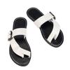 Casual flat-bottomed large-size slippers women's new toe belt buckle one-word cool slippers