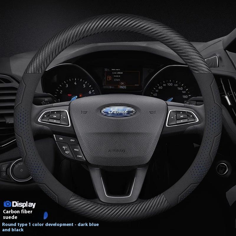 Carbon Fiber Suede Steering Wheel Cover for Ford Focus F150 Mondeo Fiesta Kuga Edge Ecosport Explorer Escape Fusion Car Accessor LL39