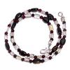 Natural Smoky Quartz Crystal Garnet Gemstone Smooth Beads Necklace 17" UB-4444 UB-4444