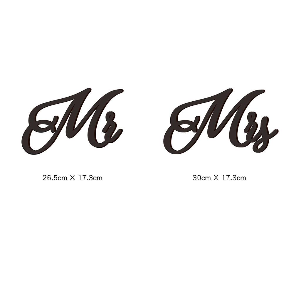 1 Pair Wooden Chair Signs Mr Mrs Chair Back Hanging Pendant With Ribbon Chair Decor For Wedding Decorations