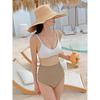 Source Contrast Color White Skinny High Waist Skinny Sling Gathering Conservative Muse Hot Spring Resort Split Swimsuit