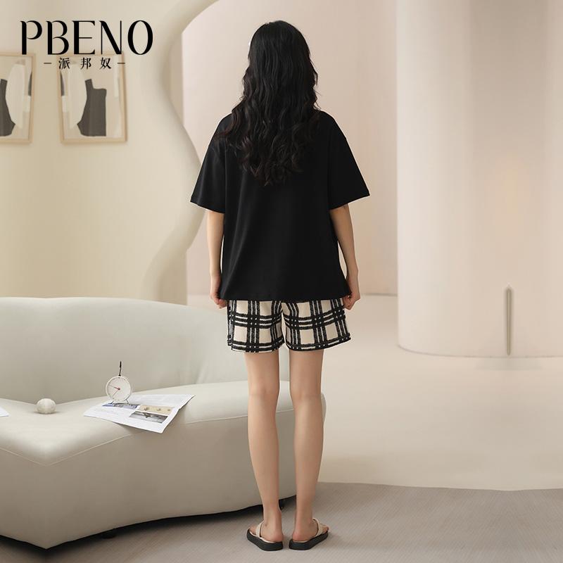 Pabonu 26 summer new women's short sleeved shorts made of pure cotton, soft and comfortable pajamas fd