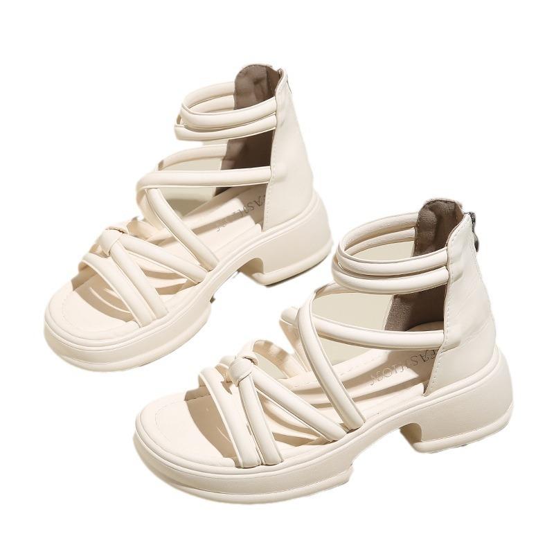 Jane Marie Shoes Сандалии Женские 2025 Весна/Лето Новая Мода Перекрестный Ремешок Нишевый Дизайн Платформа Римские Сандалии Дети