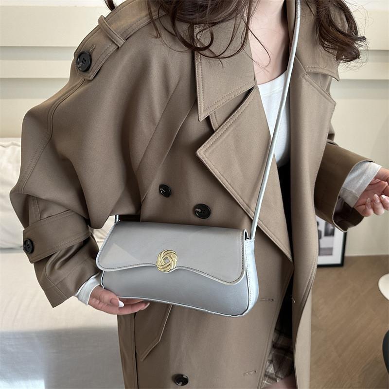 Fashionable Chic Pu Leather Baguette Bag For Women Stylish Shoulder Crossbody Handbag