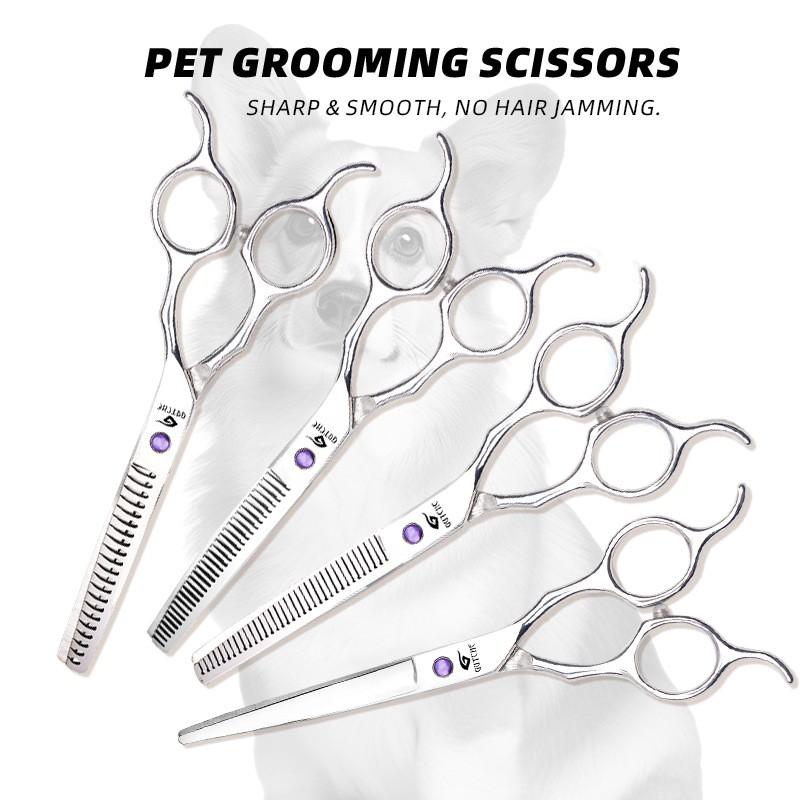 6.5 Inch Professional Pet Grooming Scissors Set Dogs Cats Thinning Straight Curved Tooth Fishbone Shears Stainless Steel