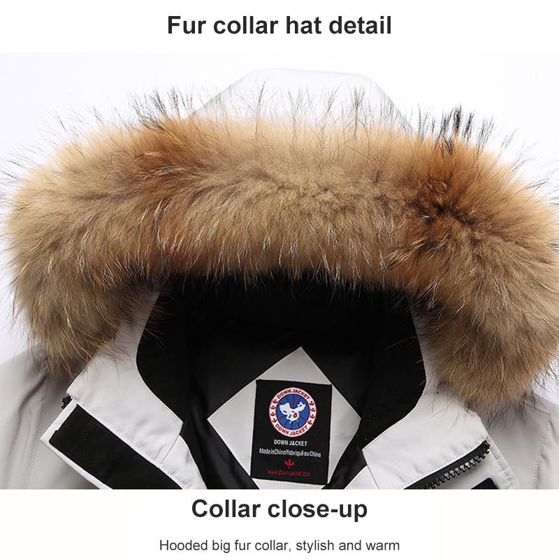 Hooded Short Down Jacket Men's Winter Trendy Workwear Top Profile Thickened White Duck Down Coats with Thick Fur Collar